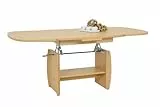 Hela Tische, Funktionscouchtisch Michael, Holzoptik melaminbeschichtet, Dekor Buche, ausziehbar 90-142cm, höhenverstellbar mit Kurbel 52-62cm