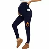 Nlieanuc Damen Umstandsleggings mit Taschen Hohem Bund Umstandsmode Schwangerschaftsleggings Elastisch Schwangerschaftshose Maternity Leggings für Schwangere Umstandskleid Blickdicht