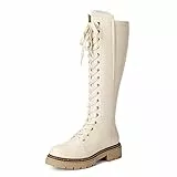 DREAM PAIRS Kniehohe Damenstiefel Stiefel Damen Flach rutschfeste Laufsohle Stylisch & Praktisch Winterstiefel Damen SDKB2203W-E BEIGE Größe 39 (EUR)