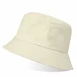 flintronic Fischerhut Bucket Hat, Unisex Baumwolle Smiling Face Hut, Faltbarer Fischerhüte, Outdoor Sommerhut Sonnenhut, Reversibel Freizeithut für Wandern Camping Reisen Angeln (Beige)
