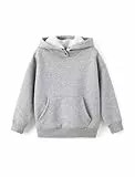 PATPAT Jungen Kapuzenpullover 6-12 Jahre-Weicher Fleece Winddichter Hoodie mit Tasche, Herbst Winter warm für Schule & Freizeit,Grau,8-9 Jahre