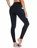 Occffy Leggings Damen High Waist Sportleggings Blickdicht Fitness Hosen Yoga Leggins mit Taschen Oc01(Schwarz, L)