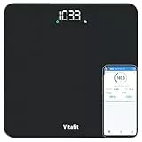 Vitafit Smart Personenwaage Digital, Hohe Genauigkeit Zugesichert bis Waage Personen Professionell SEIT 2001, Digitale körperwaage BMI mit App,182kg in 0.05kg, Silberschwarz Sprühen