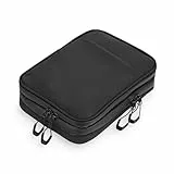 TROIKA Kabeltasche mit 2 Reißverschlussfächern Black Connected – 2 Innenfächer mit Netztaschen und Elastikbändern für Zubehör (Every Day Carry) – Stiftschlaufe – Tarpaulin (Plane) – schwarz