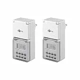Goobay 55545 2x Digitale Zeitschaltuhr / IP44 / Programmierbar / Indoor und Outdoor / LCD Display / Leicht zu bedienende / -10°C - 40°C / Dauerbetrieb möglich / Back Up Akku für 4 Tage / Weiß