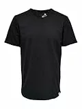 Herren O&S Rundhals T-Shirt Langes Einfarbiges Kurzarm Shirt Basic Shortsleeve aus Baumwolle ONSBENNE