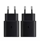 2 Stück 25W Schnellladegerät USB C für Samsung Galaxy S20,S21 FE S21Ultra,S22 5G,Note20,A52S,A53,A72,M53,Z Fold3,Fold4,Flip 3,Flip 4, Super Fast Charging Ladegerät Netzteil Type C (Schwarz)