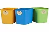 CURVER Eco Friendly 3er-Set Mülltrennungssystem Mülleimer Mülltrennung Papier Glas und Kunststoff Recycling-Eimer aus Kunstoff (3 x 9 L)