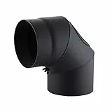 Kamino Flam 331829 Bogenknie mit Tür, Winkel von 90 Grad, Abgasrohr aus Stahl mit hitzebeständiger Senotherm Beschichtung, geprüft nach Norm EN 1856-2, Schwarz, Durchmesser: circa 150 mm