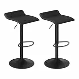 WOLTU Barhocker 2er Set, Höhenverstellbarer Barstuhl, 360° drehbarer Bistrohocker mit Fußstütze, aus Kunstleder Metall, für Bar Küche Theke Café, Schwarz+Schwarz