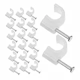 HORIALENCE 100 Stück Runde Kabelhalter Kabelklammern für Wandmontage Kabelmanagement und Drahtbefestigung Vielseitig für Ethernet und Stromkabel Geeignet Elegantes Design für Ordentliche