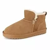 riemot Stiefeletten Damen Bequem Rutschfeste Winterstiefel Warm Gefüttert Schneestiefel Boots Atmungsaktiv & Wasserabweisend Mini-Stiefel,Klassische Damenstiefel Kastanie EU41