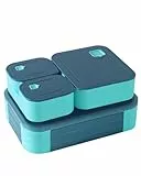 Swkien Brotdose mit Fächern - 1100ml Lunchbox Kinder - Auslaufsichere Brotdose Kinder mit Fächern - 3 in 1 Bento Box Brotbox Schule - Stapelbar Snackbox mit Deckel Jausenbox BPA Frei