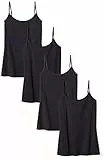 Amazon Essentials Damen Kamisol in schmaler Passform, 4er-Pack, Schwarz, S