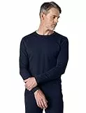 LAPASA Herren 100% Merinowolle Thermo Unterhemd, Premium Merino Wolle Unterwäsche Oberteile Langarmshirt M29 Navy, M