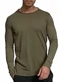 Indicode Herren Willbur Longsleeve Langarmshirt aus 100% Baumwolle | Grandad-Shirt für Männer Army, M