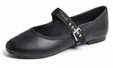Feversole Damen Weiches Kissen Extra Gepolstert Komfort Runde Zehe Mary Jane Metallschnalle Mode Ballerinas Wanderschuhe, Schwarz Mary Jane, 38