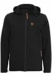 Indicode IDJonas Herren Softshelljacke Übergangsjacke Jacke mit Kapuze Reißverschlusstaschen Gummizug Regular fit, Größe:S, Farbe:Black (999)