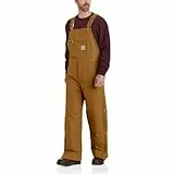 Carhartt Men's Loose Fit Firm Duck Insulated Bib Overall, Brown, Medium