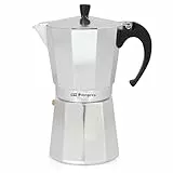 Orbegozo KF 600 - Italienischer Kaffeekocher aus Aluminium, Kapazität: 6 Tassen (280 ml), ergonomischer Griff, Sicherheitsventil, abnehmbarer Filter