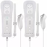 GBKDQQ 2er Set Wii-Fernbedienung Gamecontroller, Controller-Remote mit Nunchuck, Nunchuk Controller für Wii Vernbedinung Remote Plus Ersatz Kontroller Jostick Game Handle (Weiß)