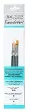 Winsor & Newton 5295014 Foundation Pinselsets, Aquarellpinsel, 4er Set, Rundpinsel Nr. 3, 5 Flachpinsel Nr.4 Filbert Nr. 2 - kurzer Stiel, Pinsel für Aquarellfarbe
