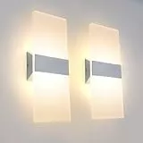KICAAO 2 Stück Wandleuchte 12W 3000K Acryl LED Wandleuchte Moderne Warmweiß für Flur Wohnzimmer Schlafzimmer Und andere Indoor-Szenen Nicht dimmbar
