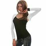 Toocool Damen Bolero Crop Cardigan Viskose Stretch Langarm Jacke Elegant CC-816 [Weiß, Einheitsgröße]