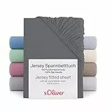 s.Oliver Spannbettlaken 90x200-100x200 cm- 100% Baumwolle, Matratzenhöhe bis 25 cm, besonders weich & angenehm, Spannbetttuch dunkelgrau