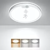 Matane LED Deckenleuchte mit Bewegungsmelder, 18W Deckenlampe Bewegungssensor Innen, Warmweiß/Neutralweiß/Kaltweiß für Schlafzimmer, Flur, Küche, Badzimmer, Balkon, Keller, Garage, Treppe 22cm