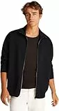 Calvin Klein Herren Sweatshirt mit Reißverschluss Tape Zip Through mit Logo, Schwarz (Ck Black), XL