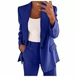 EMATOP Hosenanzug Damen Elegant Business Anzug Set 2-teilig Slim fit Blazer Hose Outfit Casual Sportlich Freizeitanzug Mode Revers Longblazer Lang Hosen Tracksuit Baumwolle Einfarbig Streetwear