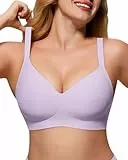 As Fairy Damen-BHs ohne Bügel, weich, bequem, V-Ausschnitt, nahtlos, Push-Up-Bralette, volle Abdeckung, T-Shirt-BH, Violett, 70A