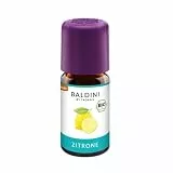 Baldini Bio Zitronenöl 5ml - 100% Naturreines Ätherisches Öl - Lebensmittelqualität - Vegan - für Speisen, Getränke & Aroma Diffuser - aus Italien