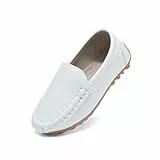 Yeeteepot Kinder Mokassins Jungen Bootsschuhe Mädchen Flache Halbschuhe Weich Loafers rutschfest Oxfords Slippers Bequem Lauflernschuhe Weiß 30 EU = Etikett 31