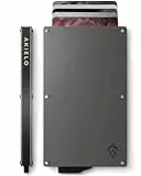 AKIELO Kartenetui mit RFID Schutz und Geschenkbox – Minimalistische Geldbörse Herren – Kompakte Wallet und Kontaktloser Kreditkartenschutz (Alpha - Titan Ausgabe)