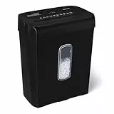 Amazon Basics 6-Blatt-Papierschredder mit Kreuzschnitt und Kreditkartenschredder, 14 l, schwarz