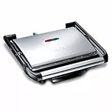 Tefal Kontaktgrill Inicio GC241D, Elektrogrill/Sandwichtoaster, Fettarmes Grillen, Panini, Toasts, Steak, Gemüse, Antihaftbeschichtete Grillplatten, 2000W, 36.3x10.8x33.2cm, Edelstahl/Schwarz
