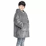 Uplayteck Übergroße Hoodie Decke zum Anziehen Kinder, Super Weiche und Warme Oversize Flanell Pullover mit Ärmeln Kapuze, Sweatshirt Kuscheldecke Pulli für Jungen, Mädchen, Jugendliche