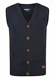Blend BHLennardo Herren Pullunder Strickweste Feinstrick Weste mit V-Ausschnitt Holz-Knopfleiste ärmellos Baumwollmischung Regular fit, Größe:M, Farbe:Navy (70230)