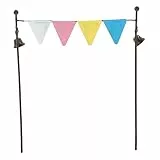 LIOOBO Dekorative Zaunbarriere Im Bodeneinfügungsstil Weißblech-bastelzaun Mit Bunten Flaggen-Design Für Landschaftsgestaltungs-Ornamente Und Mini-Zaun-Dekorationen