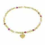 Amor Armband Edelstahl Damen Armschmuck, mit Glas, Schmuckstein synth., 17 cm, Gold, Herz, Kommt in Schmuck Geschenk Box, 2034472