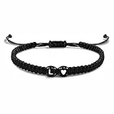 EVEMATE Armband mit Buchstabe und Herz für Freunde und Paare - Initiale A-Z Name - Geflochtenes Freundschaftsarmband für Frauen, Männer und Kinder (L)