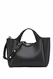 DKNY Women's WILLA MINI Satchel 100% Polyurethane, Black and Silver