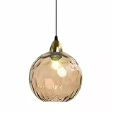 XIRYTU-H 20cm/7.9'' Industrielle kugelförmige Vintage-Glas-Pendelleuchte, E27 Deckenleuchte Hängelampe, Goldenes Ende & Glas-Kugel-Schirm, Esszimmer Schlafzimmer Kronleuchter (Bernstein, 20cm)