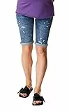 Supermom Damen Bermuda Jeans UTB Destroyed Umstandsjeans, Blau (Blue Denim C306), One Size (Herstellergröße: 27)