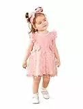 PATPAT Baby Mädchen Tüllkleid mit Kurze Ärmel, Tutu Kleid Kleinkind Mädchen, Perfekt als Blumenmädchen Kleid oder Geburtstags, Freizeit, Partys, Bankett und Urlaub, Kurzarm Prinzessin Kleid