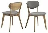 AC Design Furniture Mille Esszimmerstühle, H: 80,5 x B: 46,5 x T: 53 cm, Ø: 60 cm, Hellgrau, Stoff/Eiche, 2 Stk.