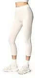 Ladeheid Leggings Damen 3/4 Baumwolle bequem und atmungsaktiv Capri Leggings Damen für Sommer LA40-132 (Ecru, L)