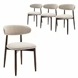 COLAMY Esszimmerstühle 4er Set, Polsternder Stühle Esszimmer mit Rückenlehne, Moderne Küchenstühle Gepolstert, Stoff Dining Chairs mit Back und Holzbeinen für Esszimmer, Küche, Restaurant, Beige